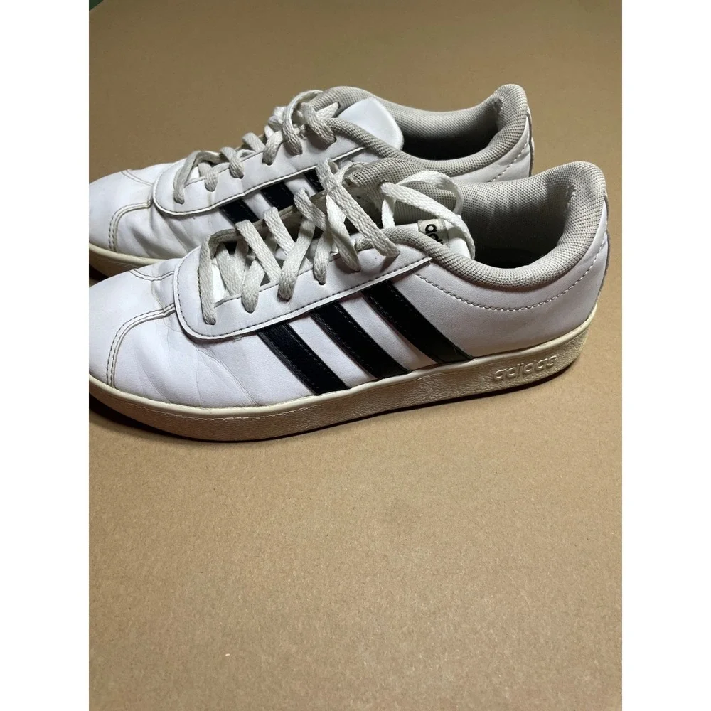 Adidas VL Court 2.0 White Black Low Top Sneakers‎ DB1831 Mens 5 Womens 6.5